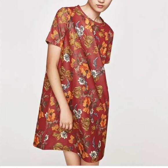 Zara Trafaluc Women's Floral mini a line Dress sz small multicolor - Picture 1 of 12